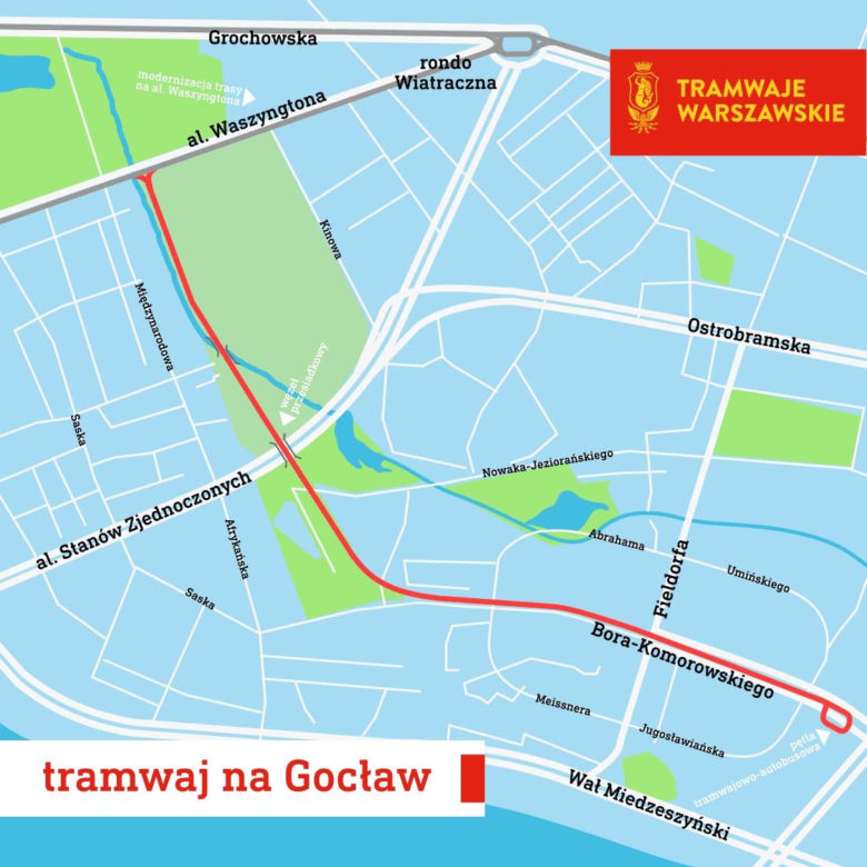 Tramwaj na Gocław – mapa