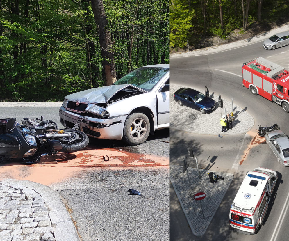 Poważny wypadek nieopodal Warszawy. Motocyklista runął na ziemię po zderzeniu z autem