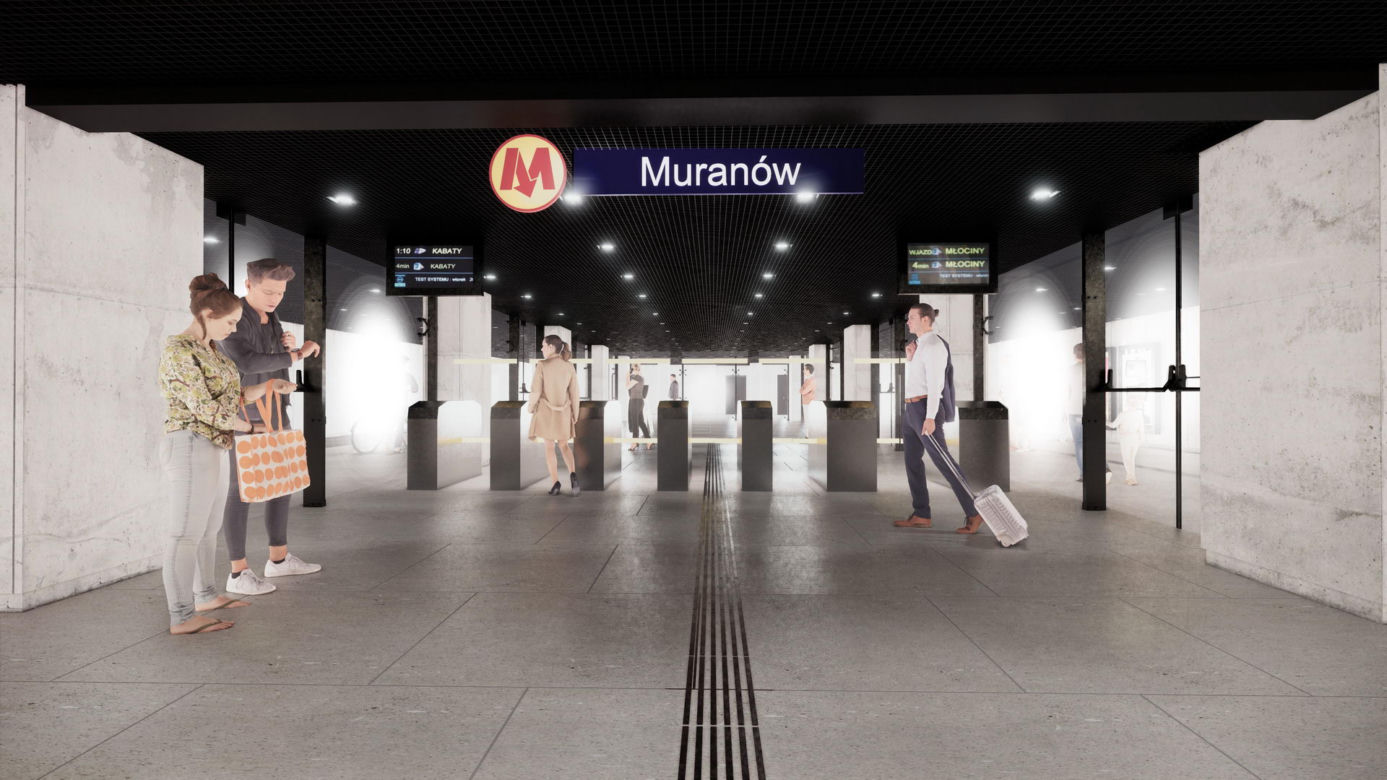 Linia M1 – metro Muranów, poziom hali odpraw (antresoli)