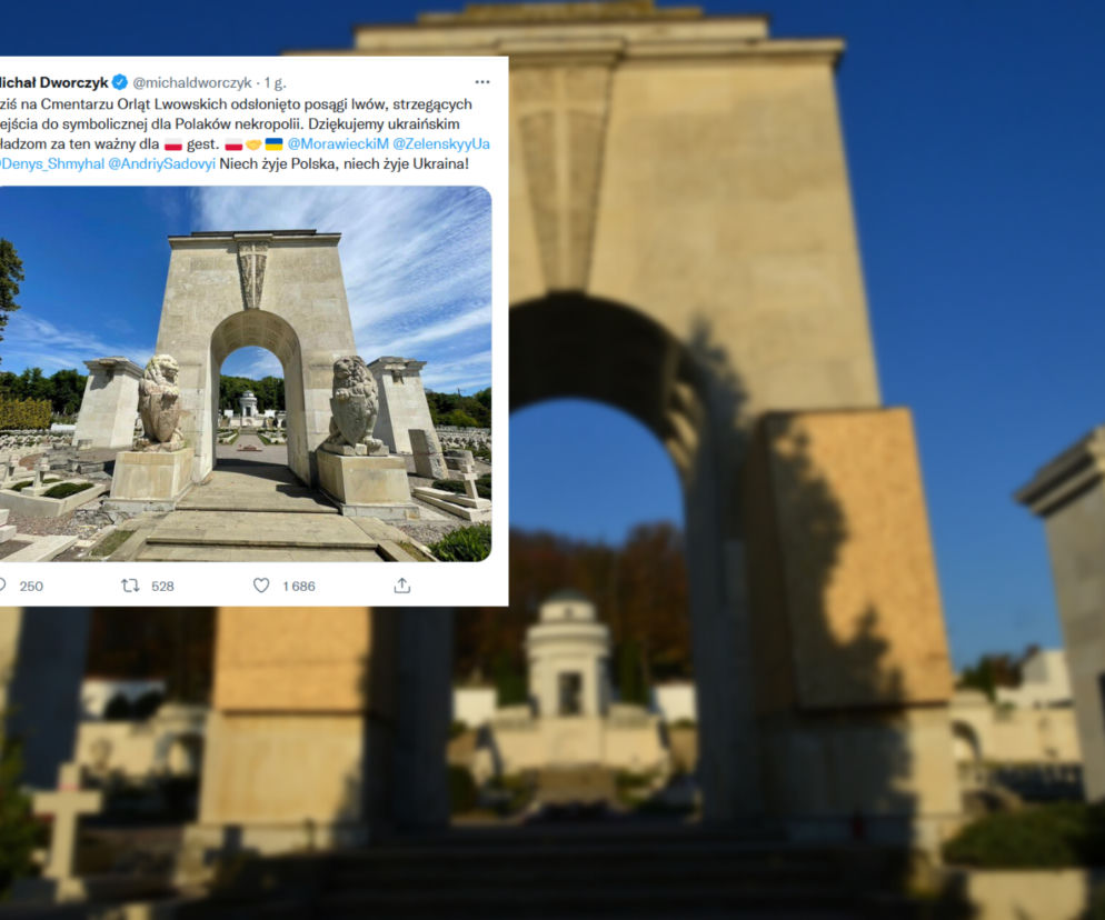 W piątek na Cmentarzu Orląt Lwowskich odsłonięto posągi lwów