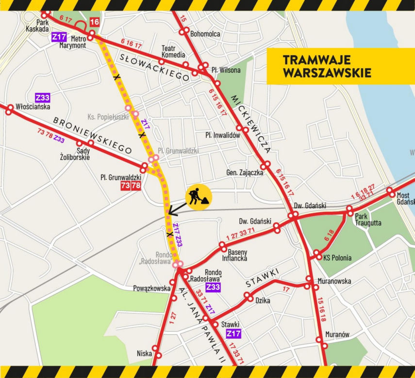 Ruszył rRuszył remont torowiska przy Arkadii w Warszawie
