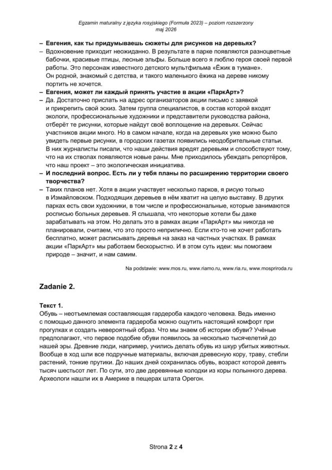 Matura 2026: rosyjski ROZSZERZONY 11.05.2026r. Arkusze CKE [Formuła 2023]