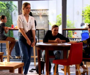 M jak miłość. Aneta (Ilona Lewandowska-Janyst), Olek (Maurycy Popiel), Aga (Ina Sobala)
