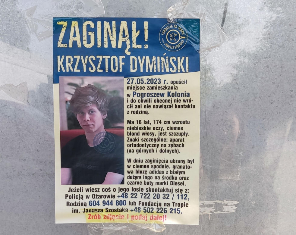 Zaginiony Krzysztof Dymiński