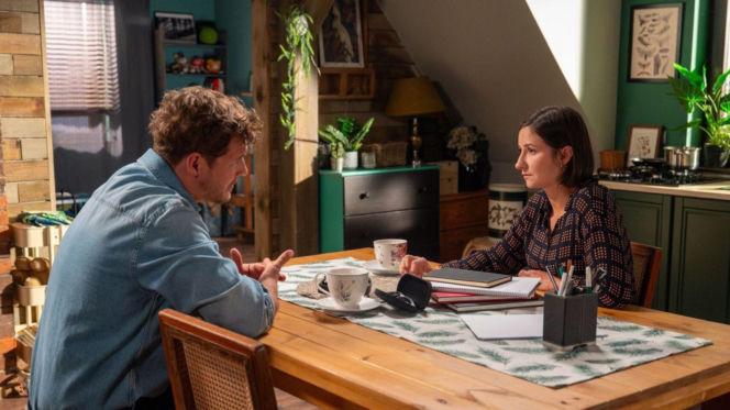 M jak miłość odc. 1895. Marcin (Mikołaj Roznerski), Agnes (Amanda Mincewicz)