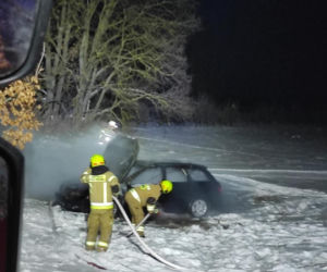 Pożar auta osobowego w Helenowie