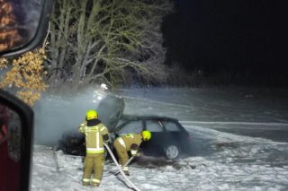 Pożar auta osobowego w Helenowie