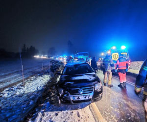 Szklanka na drodze, karambol na trasie Iława-Susz