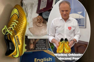 Donald Tusk daje na WOŚP złote buty! Wcześniej żona schowała te korki do piwnicy 