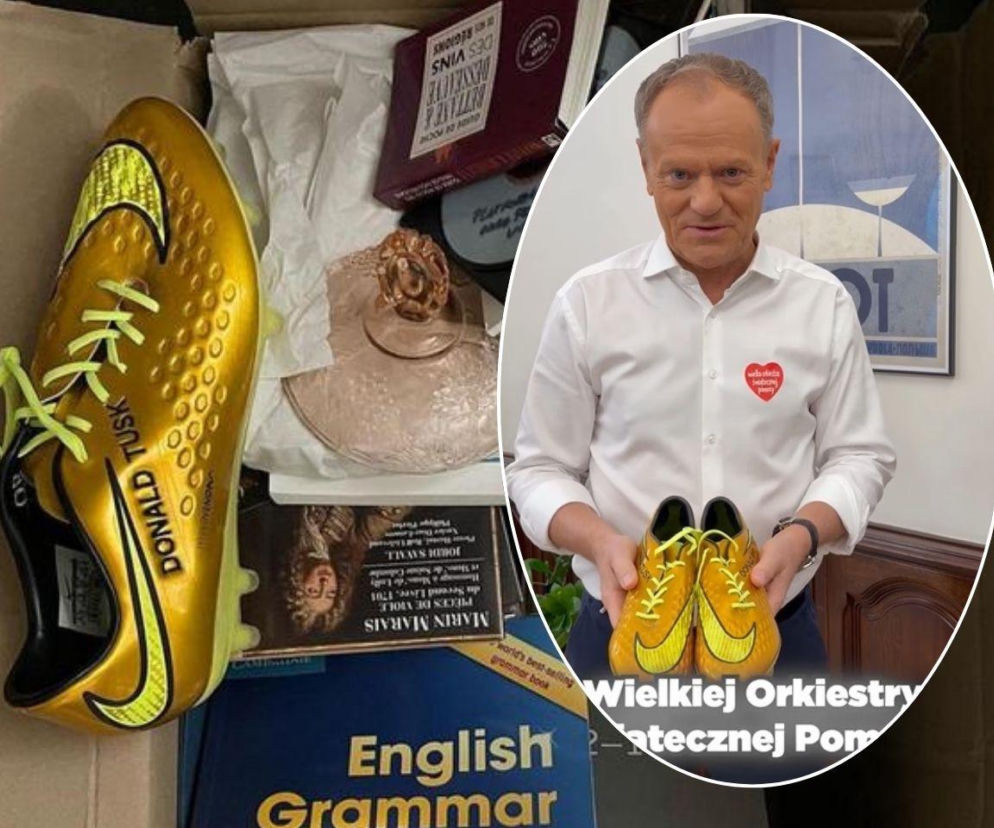 Donald Tusk daje na WOŚP złote buty! Wcześniej żona schowała te korki do piwnicy