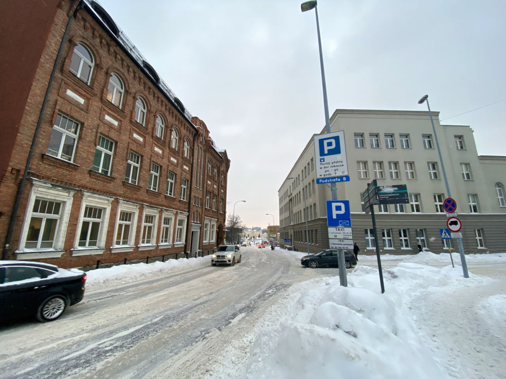 Centrum Białegostoku pod śniegiem