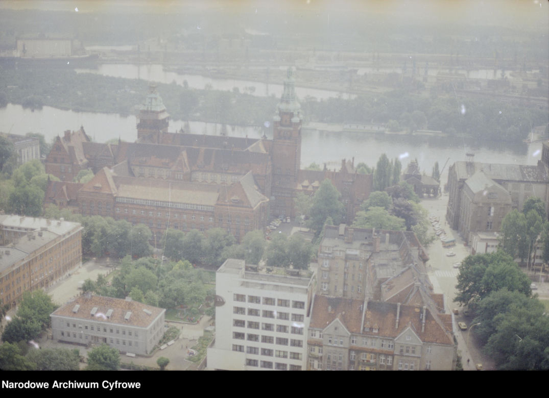 Szczecin z lotu ptaka w latach 80. XX wieku