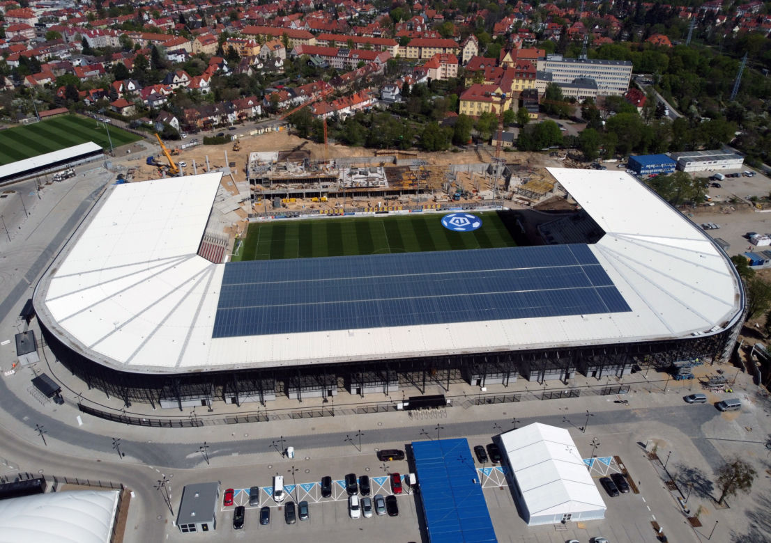 Trwa budowa Stadionu Miejskiego im. Floriana Krygiera w Szczecinie 