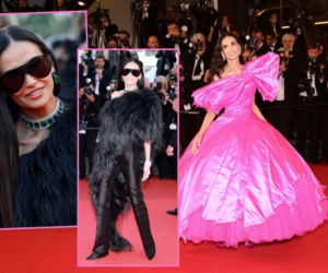 Demi Moore zachwyca na czerwonym dywanie. Najpierw eksplozja różu, potem rockowa czerń!