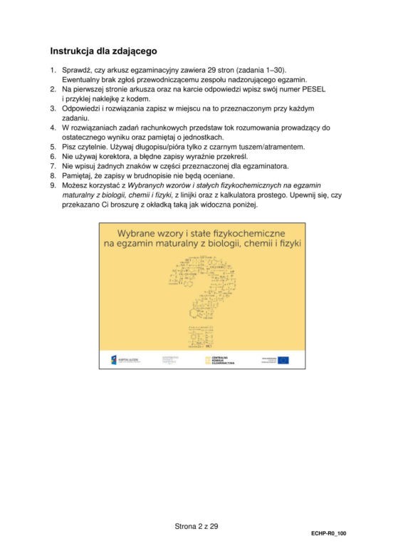 Matura 2024: chemia rozszerzona – ARKUSZ FORMUŁA 2015